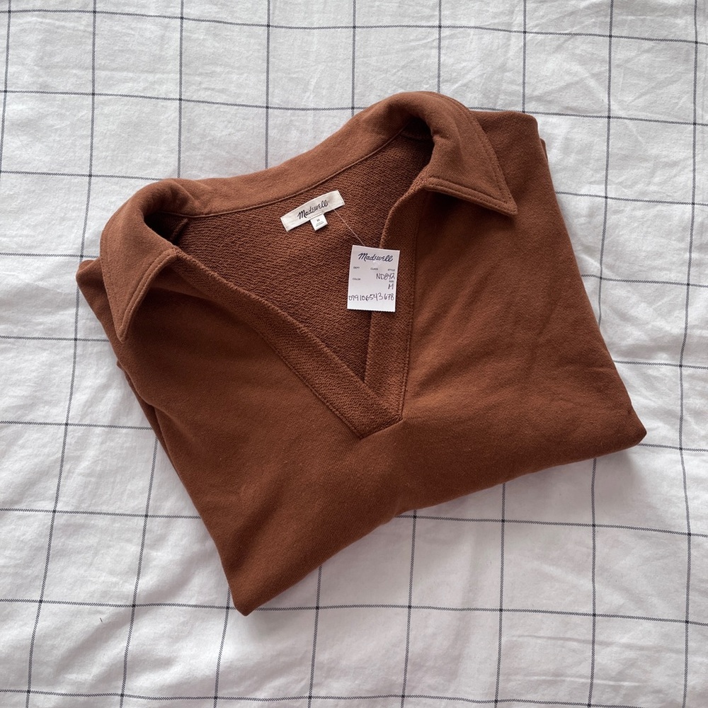 Cotton Hemp Oversized Polo Sweatshirt